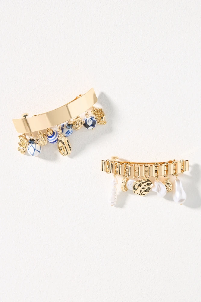 Metal Charm Barrettes, Set of 2
