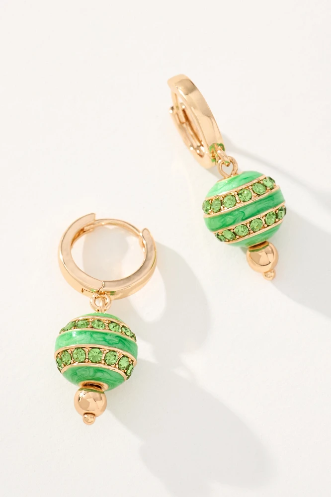 Crystal Beaded Charm Huggie Hoop Earrings