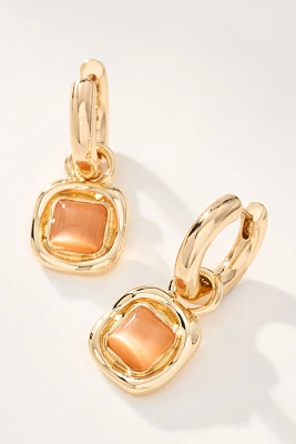 Stone Charm Huggie Hoop Earrings