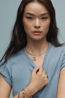 Crystal-Embellished Bubble Letter Monogram Collar Necklace