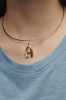 Crystal-Embellished Bubble Letter Monogram Collar Necklace
