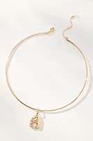 Crystal-Embellished Bubble Letter Monogram Collar Necklace