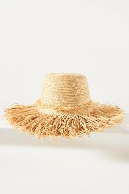 Lola Hats Hula Skirt Fringe Straw Bucket Hat