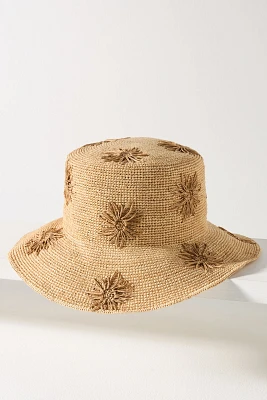 San Diego Hat Co. Floral Embroidered Straw Bucket