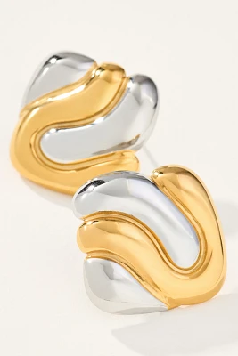Wavy Mixed Metal Post Earrings