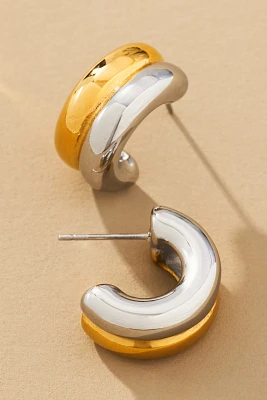 Mixed Metal Double Hoop Earrings