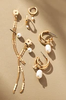 Mixed Pearl Huggie & Drop Earrings