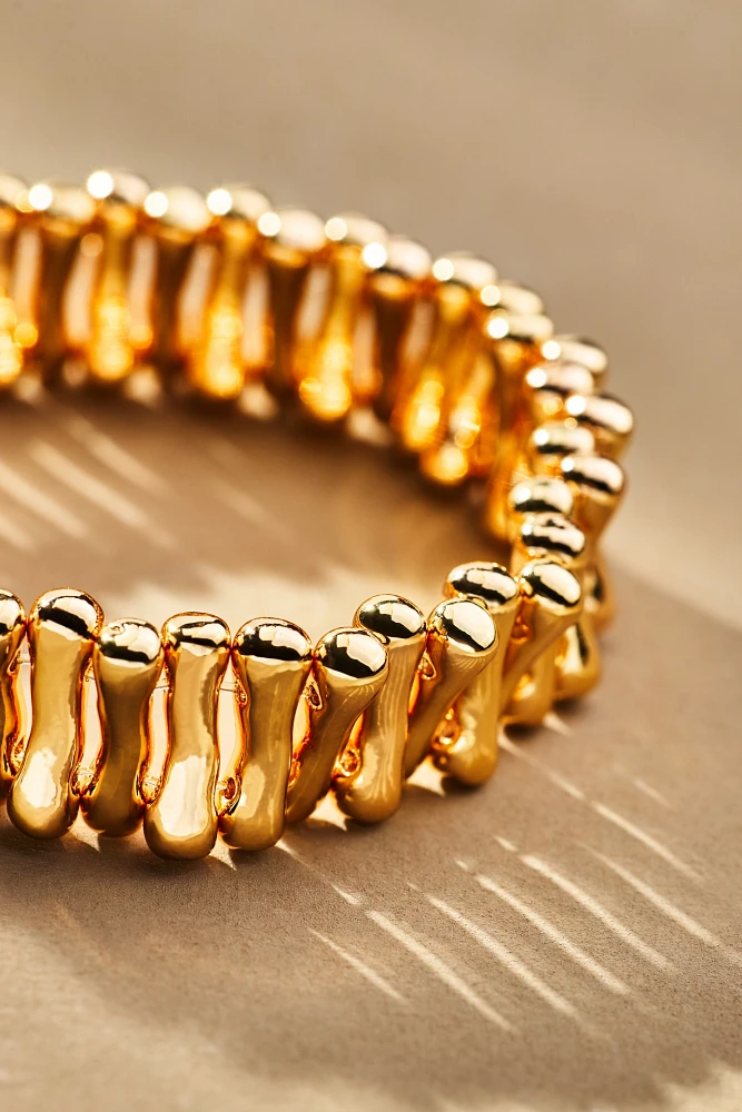 Ribbed Metal Stretch Bracelet