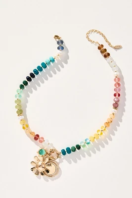 Beaded Charm Cluster Necklace
