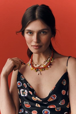 Beaded Fruit Icon Charm Necklace