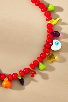 Beaded Fruit Icon Charm Necklace
