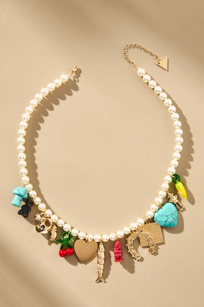 Fruit Charm Pearl Beaded Necklace