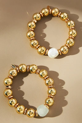 Beaded Pearl Bracelets, Set of 2