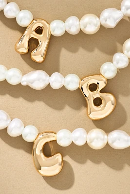 Pearl Bubble Letter Monogram Necklace