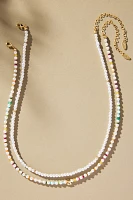 Pearl Beaded Bubble Letter Lowercase Monogram Necklaces, Set of 2