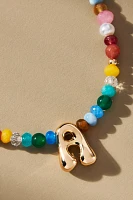 Colorful Beaded Bubble Letter Monogram Necklace