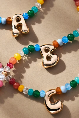Colorful Beaded Bubble Letter Monogram Necklace