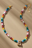 Colorful Beaded Bubble Letter Monogram Necklace