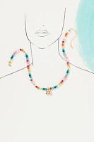 Colorful Beaded Bubble Letter Monogram Necklace