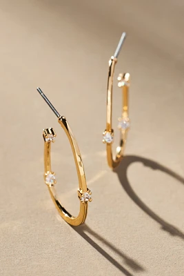 Thin Oval Sparkle Hoop Earrings