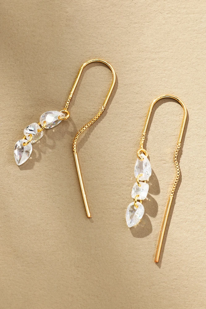 Triple-Gem Fish Hook Earrings