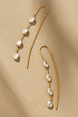 Crystal Oval Threader Earrings