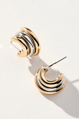 Mini Mixed Metal Layered Hoop Earrings