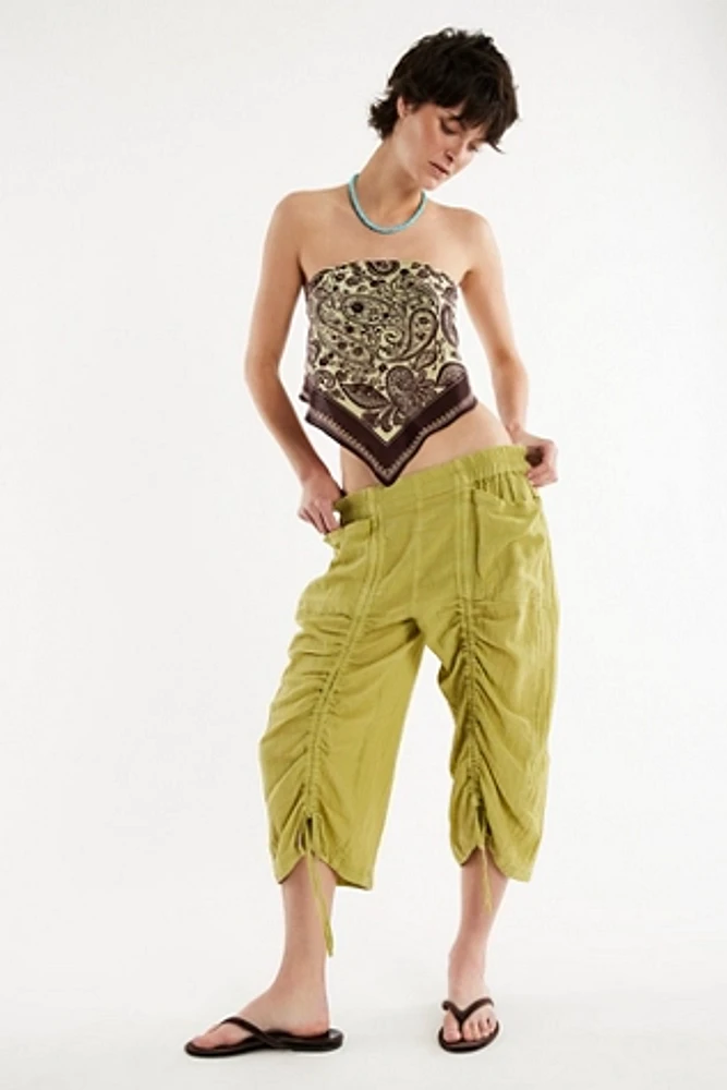 Gianna Ruched Gaucho Pull-On Pants