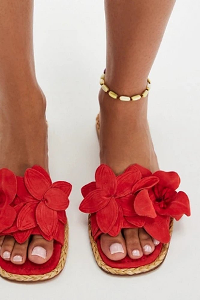 Acacia Flower Slide Sandals