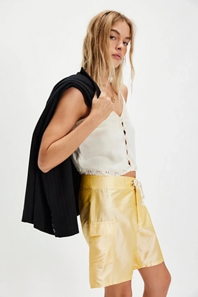 DONNI. Taffeta Solid Board Shorts