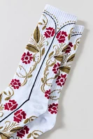Floral Pattern Crew Sock
