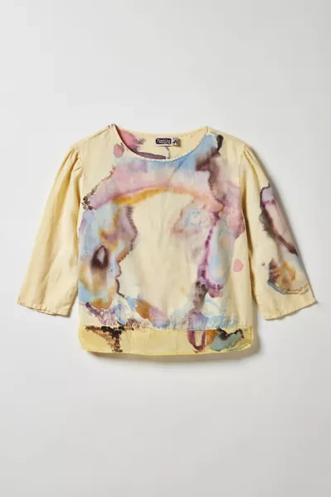 Vintage By Fruits Of Venus Watery Swirl Hand Painted Bell Sleeve Blouse