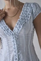 Kimchi Blue Ria Ruffle Cotton Gauze Button-Front Blouse