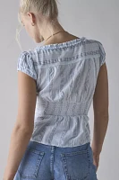 Kimchi Blue Ria Ruffle Cotton Gauze Button-Front Blouse