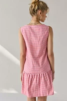 Motel Margare Gingham Drop Waist Shift Mini Dress