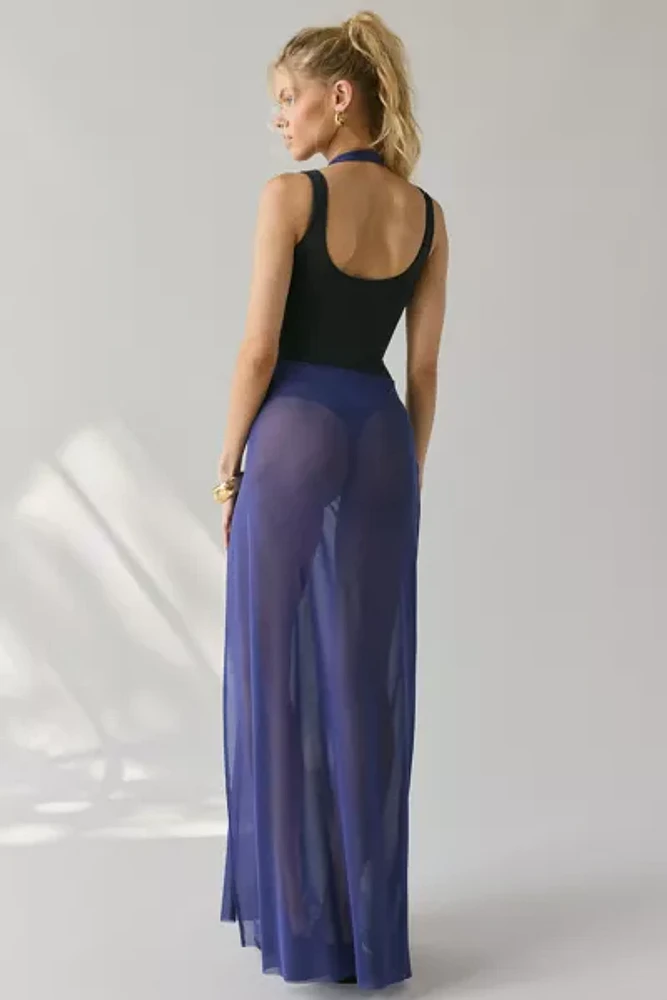 Jaded London Azevedo Sheer Mesh Knotted Halter Maxi Dress