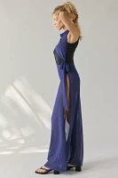 Jaded London Azevedo Sheer Mesh Knotted Halter Maxi Dress