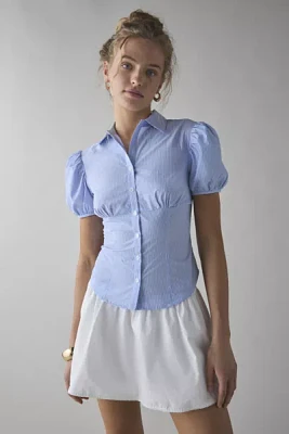 Lioness Mon Cheri Puff Sleeve Slim Button-Up Shirt