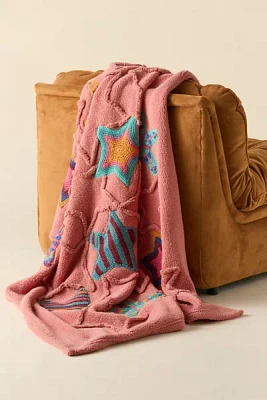 Crochet Fleece Star Icon Throw Blanket