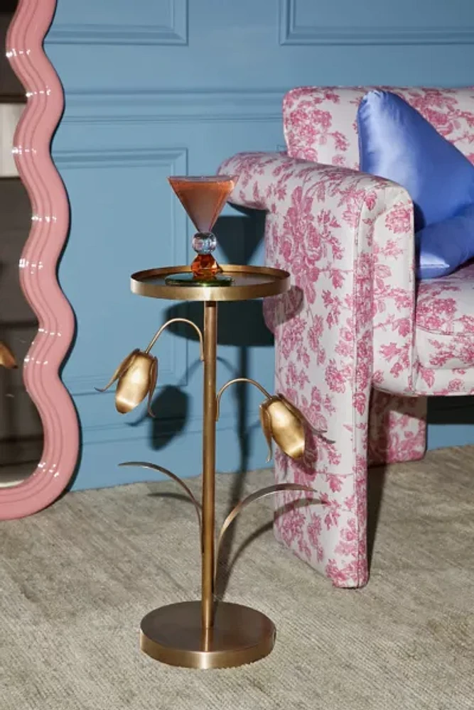 Lily Of The Valley Circular Iron Side Table