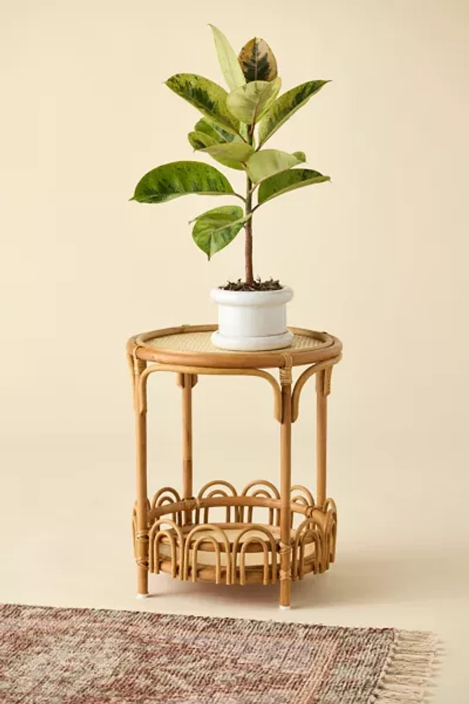Zoe Round Rattan Storage Side Table