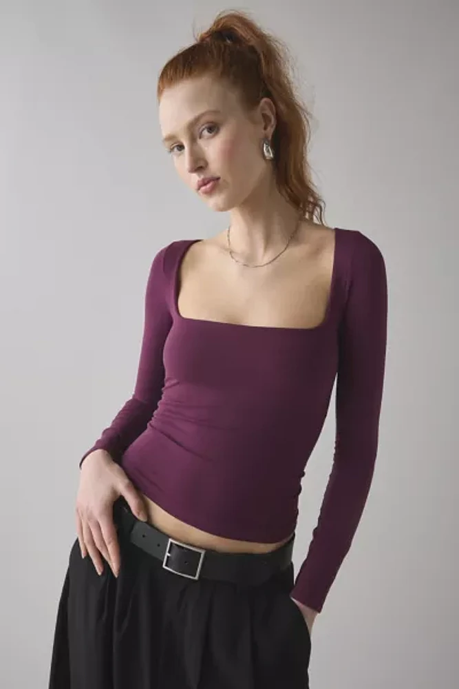 Out From Under Ruby Square Neck Long Sleeve Cropped Tee