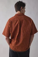 meagratia Embossed Short Sleeve Button-Down Shirt