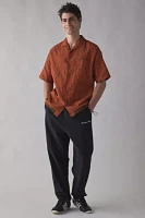 meagratia Embossed Short Sleeve Button-Down Shirt