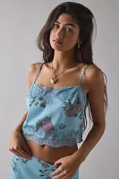 Kimchi Blue Lula Lace Trim Satin Cami + Slip Skirt Set