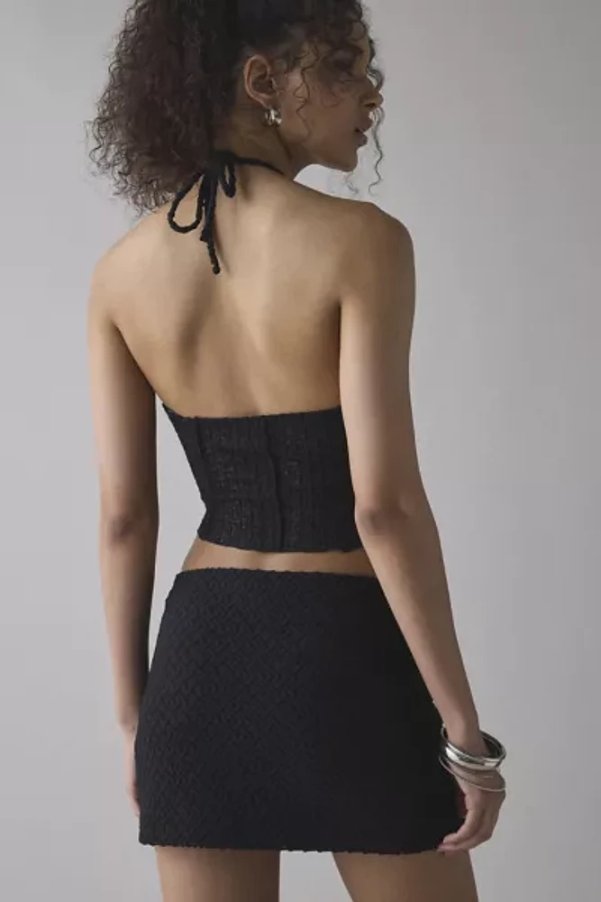 UO Cypress Textured Halter Top & Mini Skirt Set