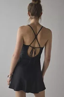 Kimchi Blue Slip It On Tie-Back Satin Mini Dress