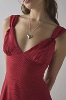 Frankies Bikinis Emilia Polka Dot Satin Slip Mini Dress