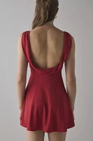 Frankies Bikinis Emilia Polka Dot Satin Slip Mini Dress