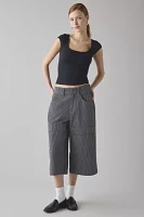 BDG Drew Cap Sleeve Square Neck Cropped Tee
